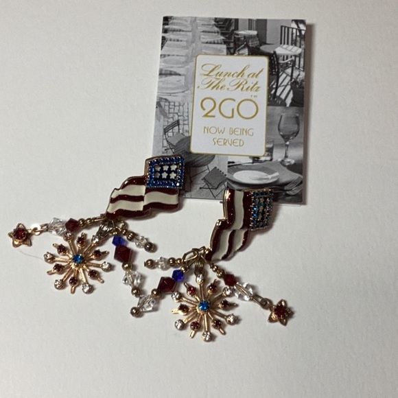 Patriotic Flag Earrings with Crystal Accents - Picture 5 of 8